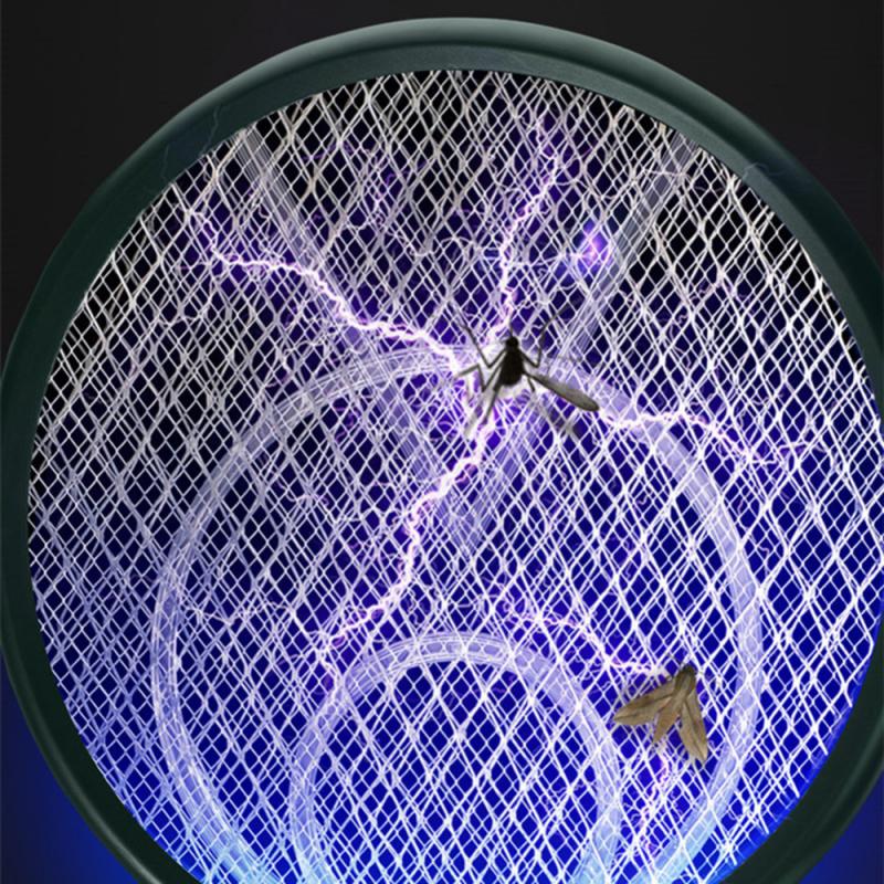 2'si 1 Arada LED Ev Tipi Elektrikli Sinek Öldürücü 1200mAh USB 3000V Sessiz Sinek Böcek Öldürücü Tuzak Anti-Böcek Raketi Haşere