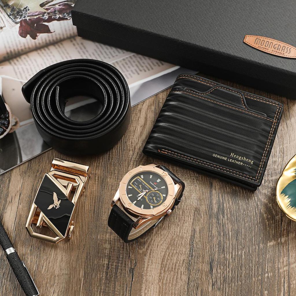 Men's 4-Piece Gift Set: Watch, Wallet, and More - Perfect for Holidays or Birthdays