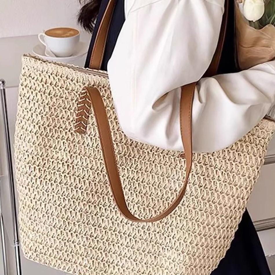 Woven Bag Straw Bag Women'S Bag Versatile Large Capacity Shoulder Portable Commuter Tote Bag