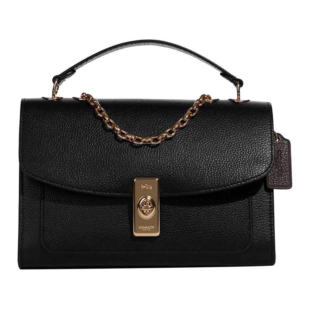 Coach Lane 26 Flap Chain Shoulder Bag Leather Accordion Crossbody Bag Medium Women shoulder bag Black C8595-IMA47