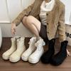 Retro Versatile Concise Low-heel Sponge Bottom Women's Boots Shoes for Women 2025 New Fashion Solid Round Toe Ankle Boot
