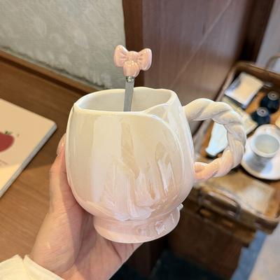 Flower Mug Ins High-value Girl's Heart Ceramic Cup Exquisite Water Cup Couple Home Coffee Breakfast Cup