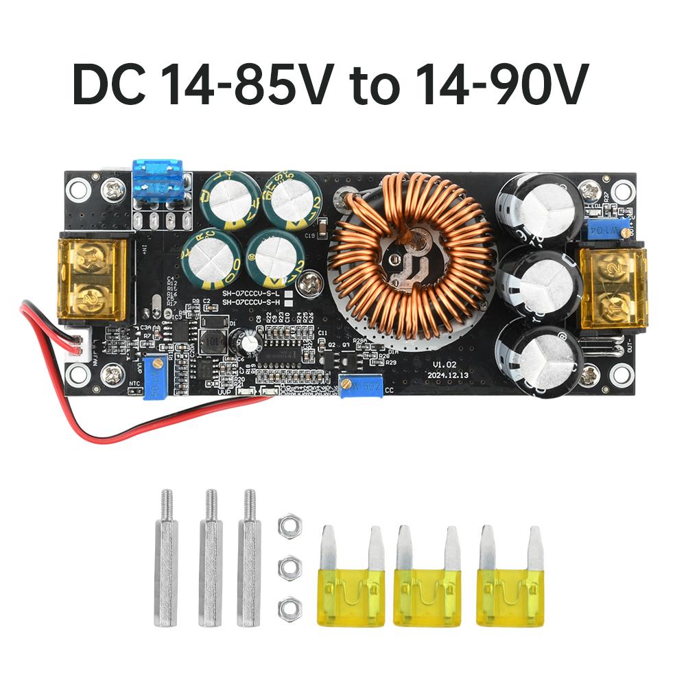 DC-DC 1500W 30A Voltage Step Up Boost Converter CC CV Power Supply Module Step Up Constant Current Module 10-60V to 12-97V Fan