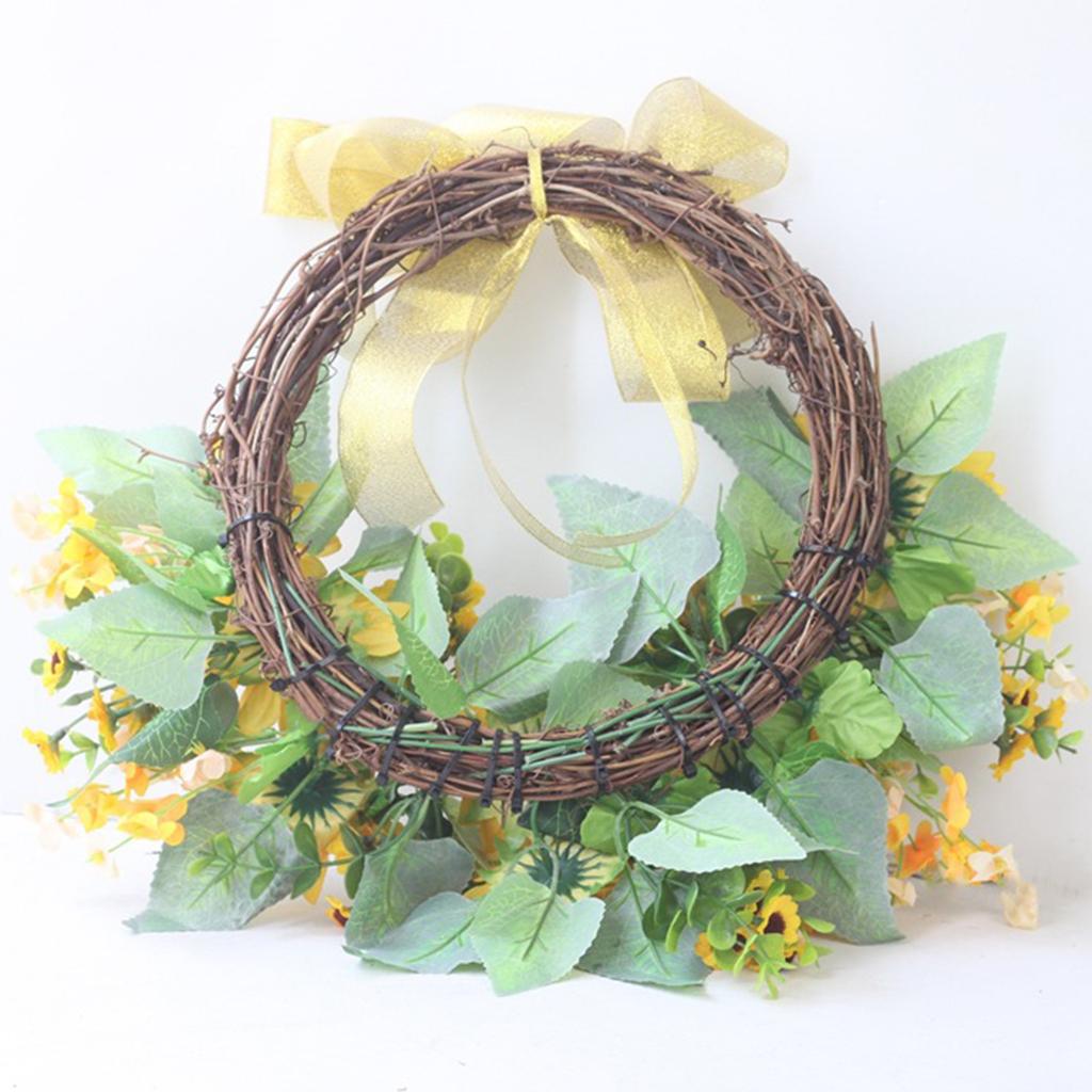 Künstlicher Sonnenblumenkranz 40cm Lebensecht Seidenblume Plastik Falscher Sonnenblumenkranz für Wand Tür