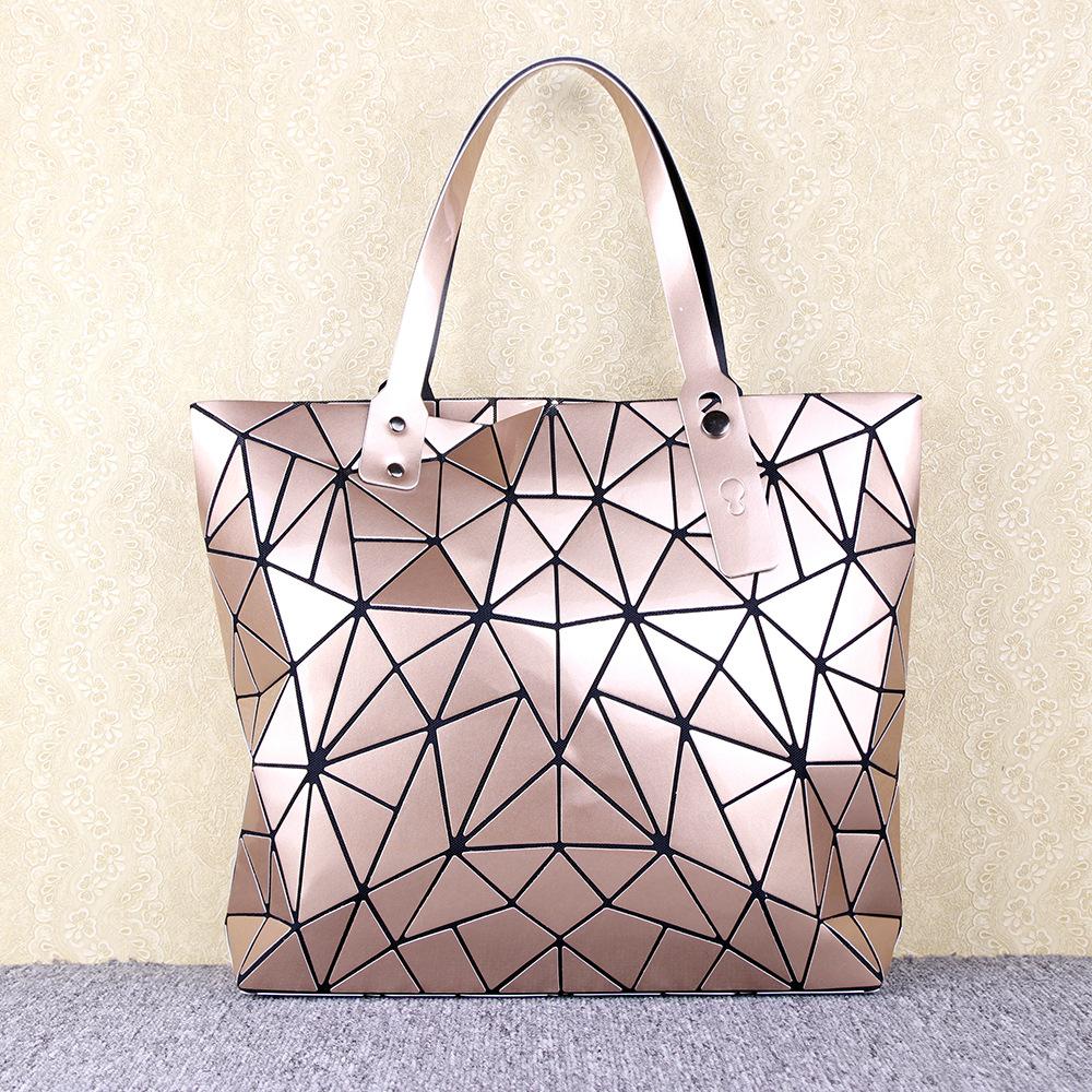 Borsa Tote Tide Nuova Borsa a Mano Geometrica a Rombi Lucida di Grande Capacità da Donna Pieghevole Deformabile a Spalla