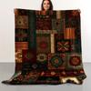 1pc Warm And Vibrant Retro Floral And Geometric Pattern Printed Flannel Blanket, Soft, Comfortable, Luxurious Bedding Item Suitable for Home, Camping,