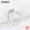 Authentische 925 Sterling Silber Quadratische Blaue Klare Zirkonia Fingerringe für Damen Hochzeits-Verlobungs-Schmuck Geschenk