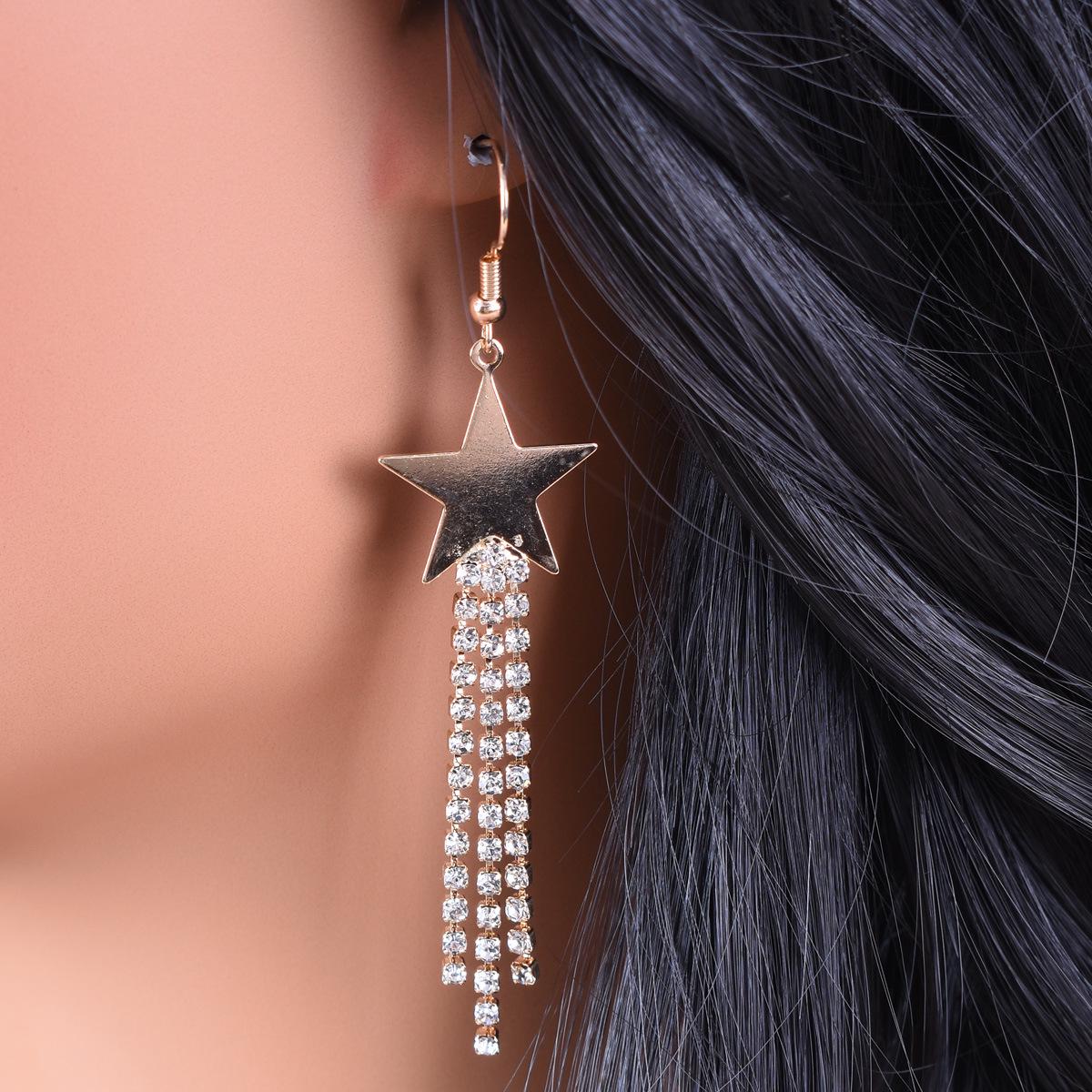 Women s Elegant Star Tassel Earrings золотой