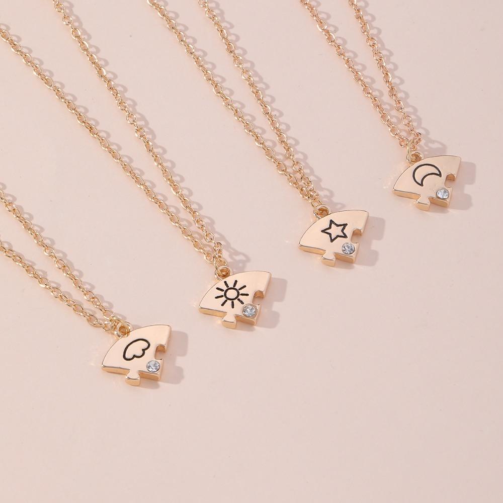 Set di gioielli da 4 pezzi Migliori Amici Per Sempre Collana Sole Luna Nuvola Stella Amicizia