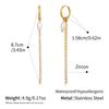 YF7026 Fashion Women Jewelry Hypoallergenic 18K PVD Gold Plated Stainless Steel Zircon Chain Tassel Pearl Drop Earring