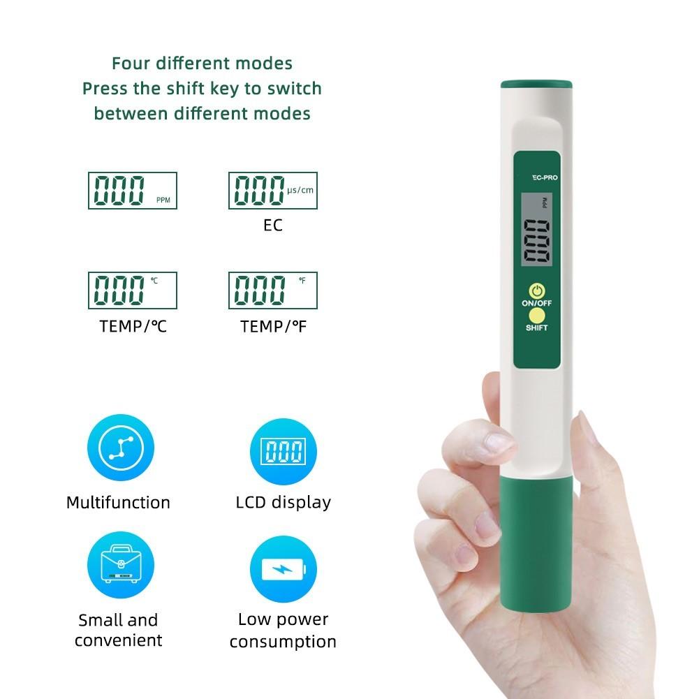 3 In 1 Temp EC Meter Digital Water Quality Purity Tester Portable Test Pen
