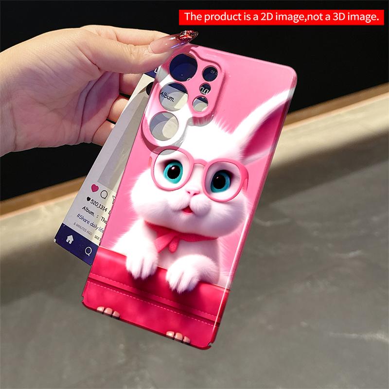 2DFlat Samsung phone case Cute White Bunny with Pink Glasses in Pink Suitcase Applicable to Galaxy S23 S24 S25ULTRA S26 A12 A14 A15 A16 A54 A55