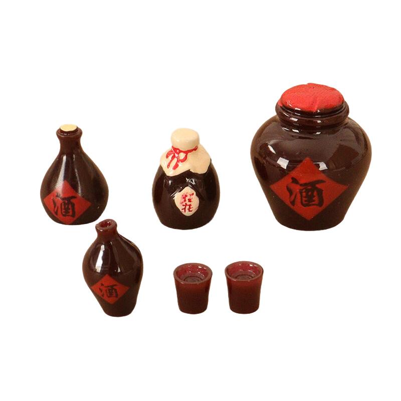 

Kitchen Decorative Collection - 6Pc Mini Toy Wine Bottle & Glass Models for Dollhouse