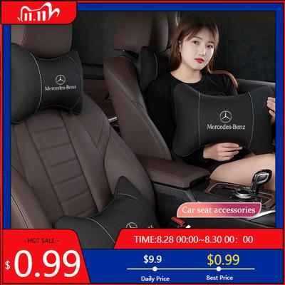GLC GLB Car Seat Headrest Auto Logo Neck Pillow For Mercedes Benz AMG W206 W204 W205 W212 W213 W221 W222 W223 W251 W464 W240 W2