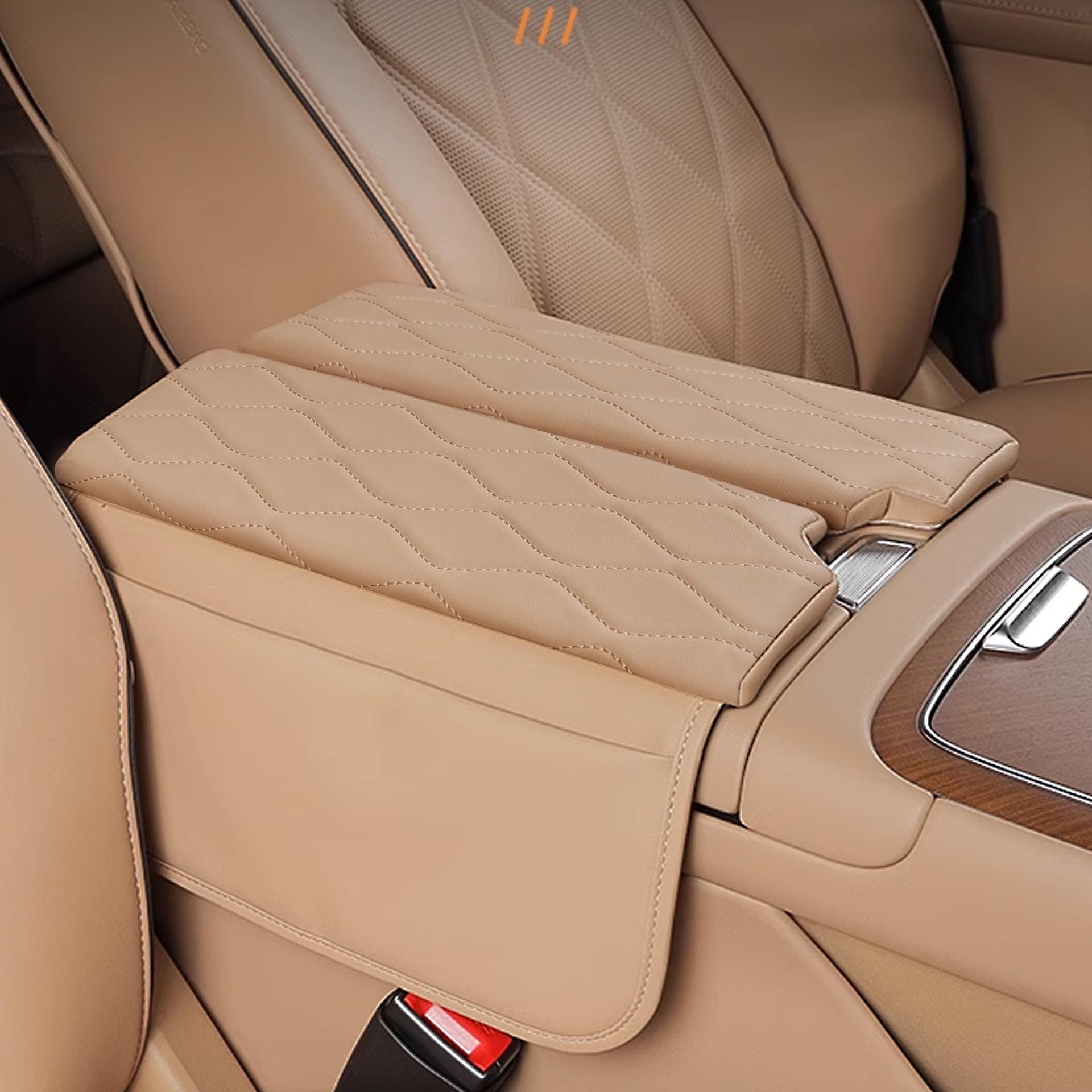 Hongqi S9 Car Center Console Armrest Box Heightening Protective Cover with Storage Bag коричневый/янтарь