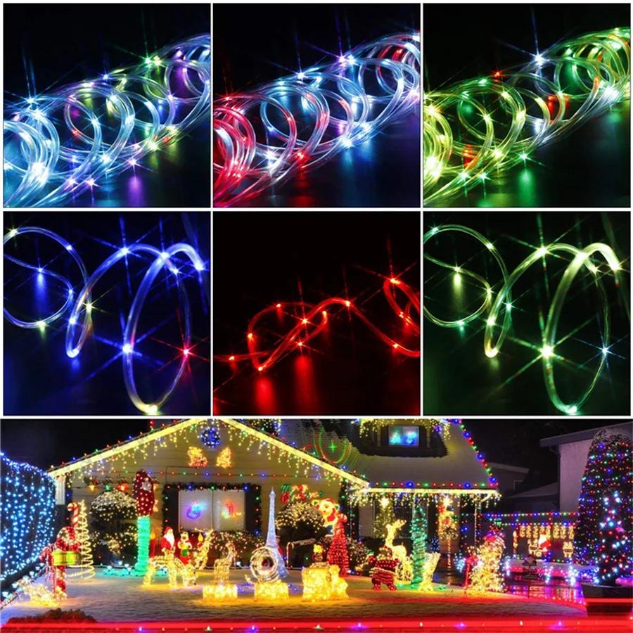10/20M RGB Color Changing Rope Lights USB Powered Outdoor RGB LED Rope Lights with Remote Christmas Garland Rope String Lights