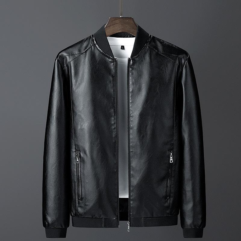 Trendy men's leather jacket casual jacket slim fit handsome spring and autumn youth locomotive versatile leather jacket men