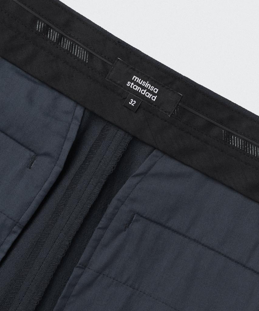 MUSINSA STANDARD Cool Touch To Tuck Wide Hidden Elastic Waist Slacks [Blue Gray]