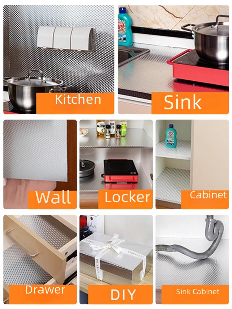 Autocolant Tapet de Bucătărie din Folie de Aluminiu Impermeabil, Rezistent la Ulei