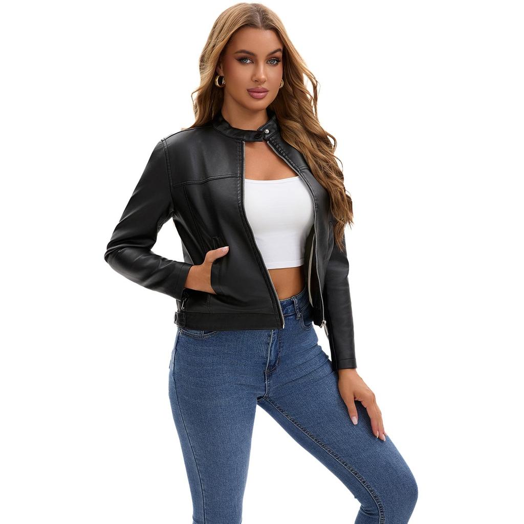 Women’s Leather Suede Jackets Faux Leather Fleece Lined Zip Up Motorcycle Coats Bomber Jacket Fashion Street Wear