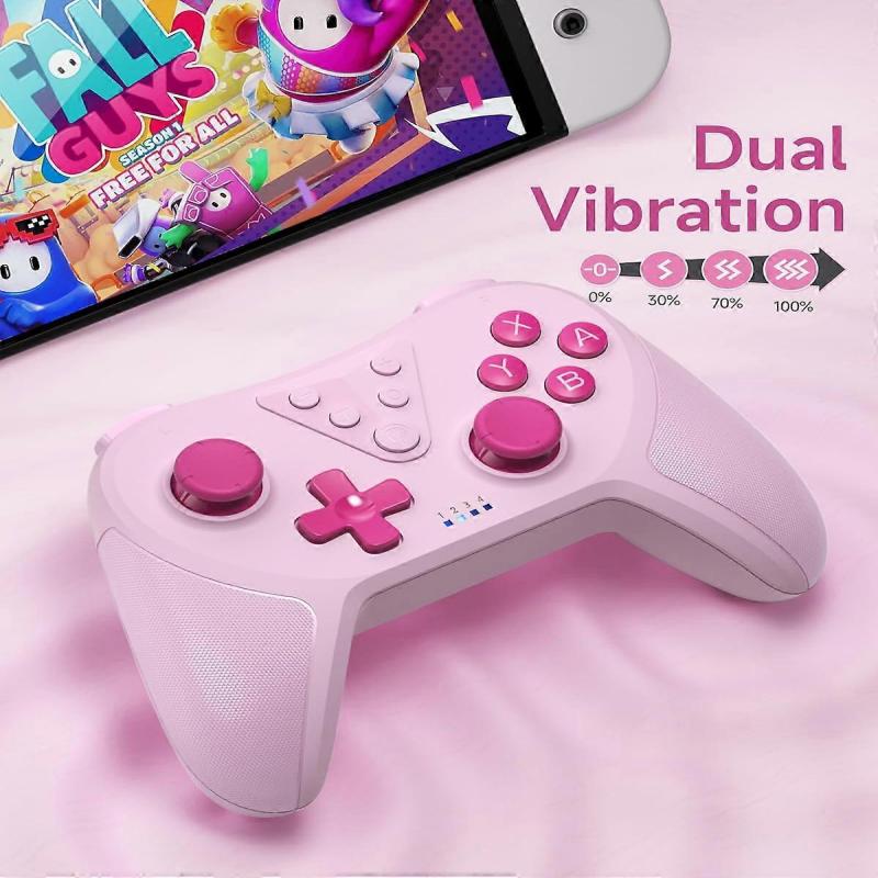 EasySMX T37 Wireless Gamepad, Bluetooth Gaming Controller for Nintendo Switch, PC, Steam Deck, 6 Axis Gyro Motion Control(Pink)