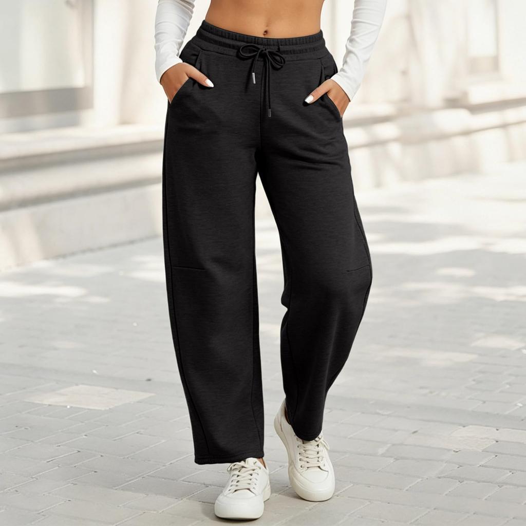 Women's Casual Drawstring Sweatpants with Pockets Loose Fit Jogger Pants Comfortable Lounge Bottoms for Everyday Wear