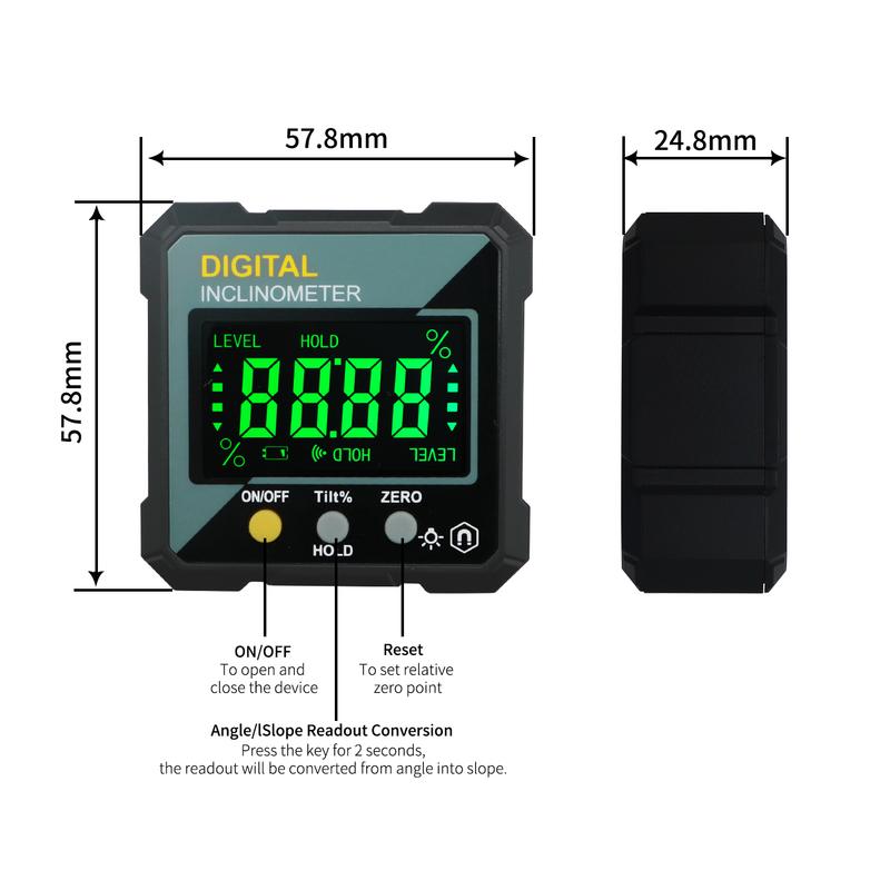 SHANHR Neuer Winkelmesser 360 Grad Mini Elektronischer Digitaler Winkelmesser Neigungsmesser Winkel Finder Messgerät Messbox