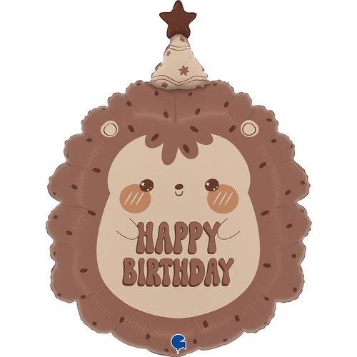 Balon Foliowy Brązowy Słodki Jeż Sweet Hedgehog Birthday 45X61Cm
