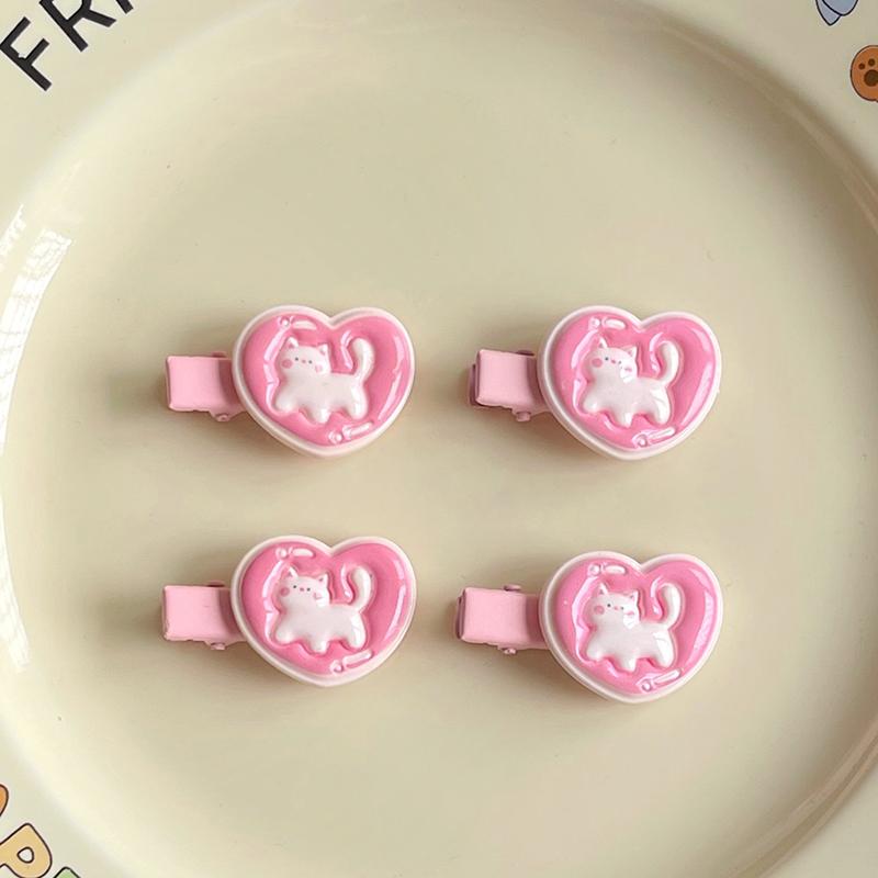 Agrafe pentru păr de pisică cu inimă de dragoste drăguță pentru fete noi Agrafe de păr de pisică drăguț pentru copii Agrafe de pisică de rață roz, drăguță, drăguță, de desene animate, pentru pisicuță, accesorii pentru păr