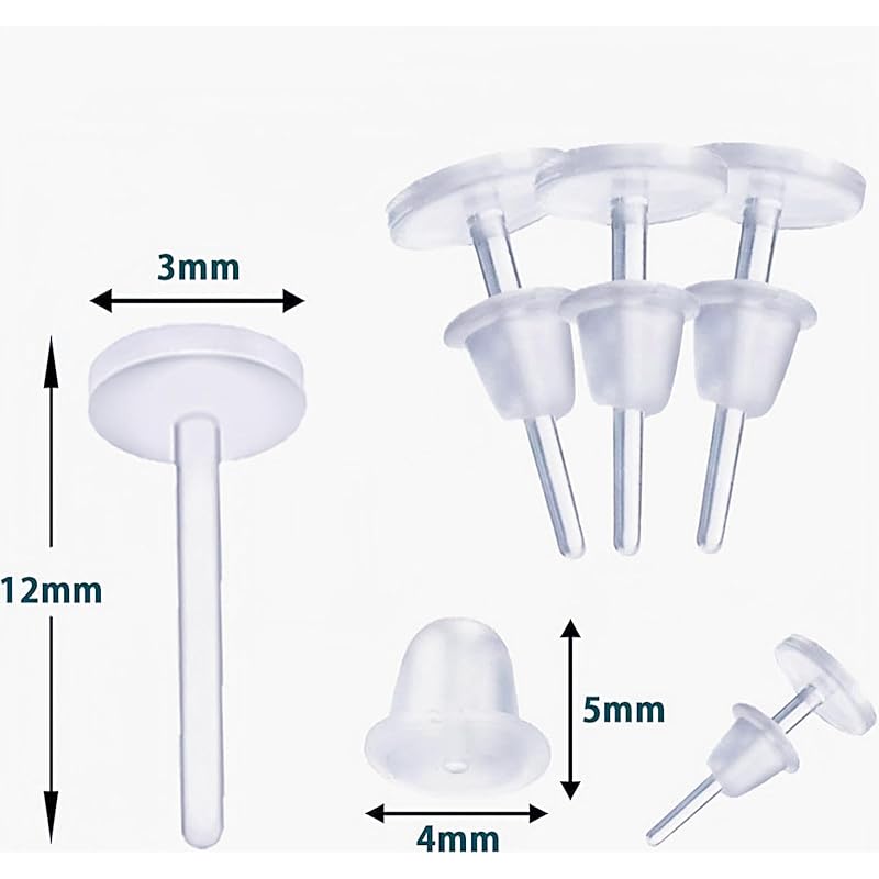 [Geeloa] secret earrings transparent earrings Medical resin earrings [10 earrings + 10 catches] Leave it on cartilage piercing Compatible with metal