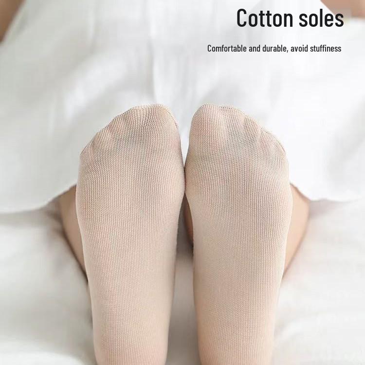 Women's Ultra-Thin Breathable Summer Short Socks: Anti-Snag Cotton Crystal Nude Steel Wire Design