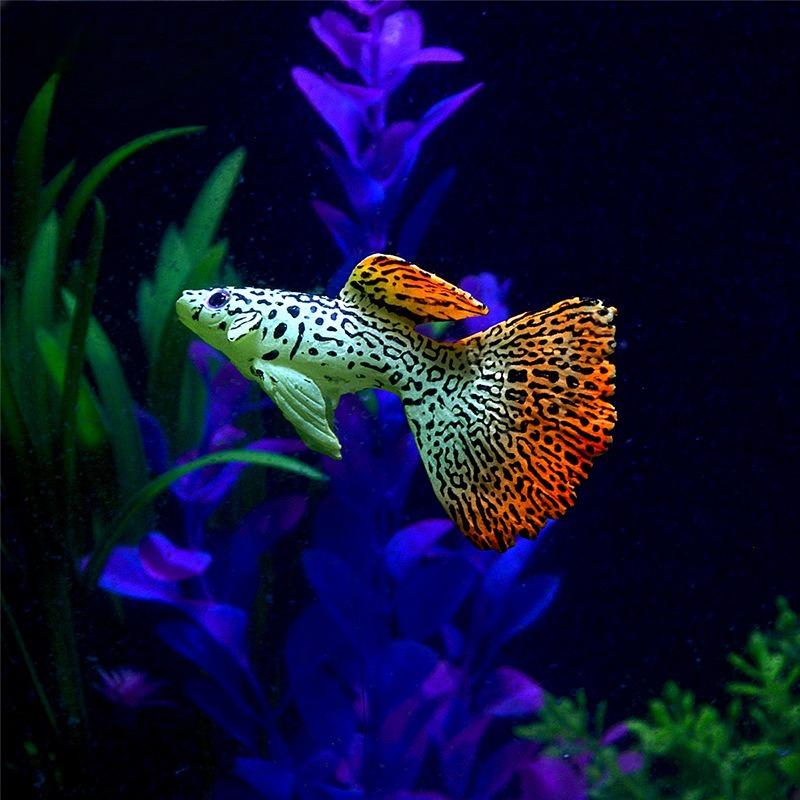 Glow In The Dark Artificial Fish for Aquarium - Lifelike Tropical Fish Decoration Clownfish Guppy Angelfish Fake Ocean Ornaments