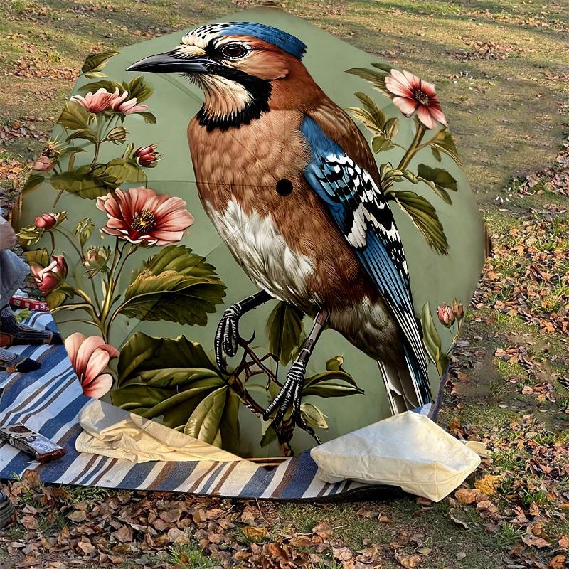 1PC Bird Flowers Umbrella-8-Rib Reinforced Portable Folding Travel Suitable for All Seasons Outdoor Daily Use-G327
