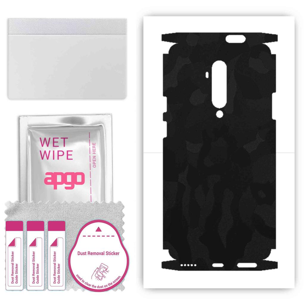 apgo Protective Skin Sticker for the back+sides compatible with OnePlus 7T Pro, Full Wrap Film, Foil, Vinyl - Pattern Black Camo