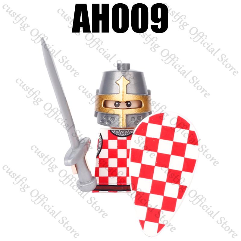 Mittelalterliche Militärsoldaten Figuren Bausteine Löwenherz Deutscher Ritter Waffe Infanterie Schild Helm Burg Hexe Steine Spielzeug