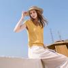 Women's Hollow Knit Polo Collar Top