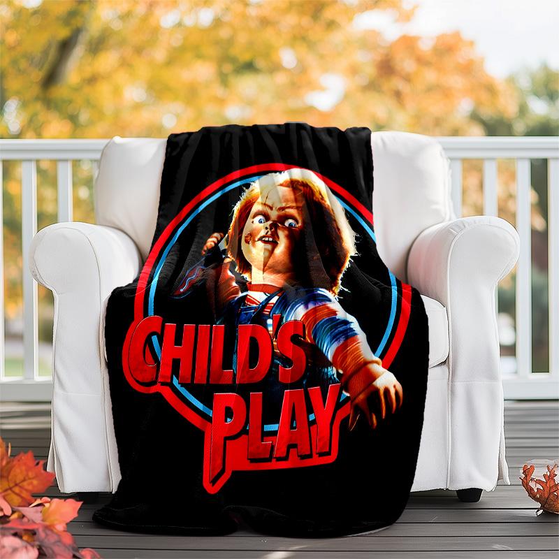 1pc Chucky3 Theme Blanket - Digital Print, Polyester, Cozy for All Seasons, Perfect for Outdoor, Camping, and Travel