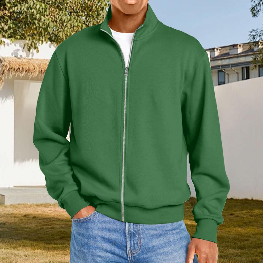 Men's Full Zip Long Sleeve Casual T-Shirt Loose Fit Top for Fall