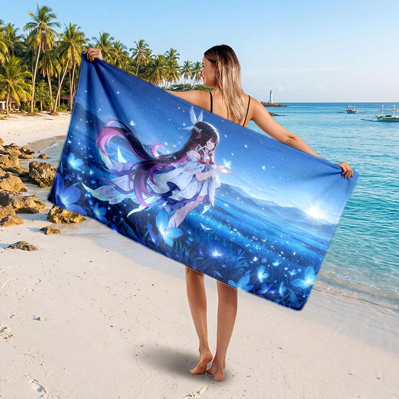 Large Beach TowelGenshin Impact Soft Absorbent Towel Beach Bath Home Use