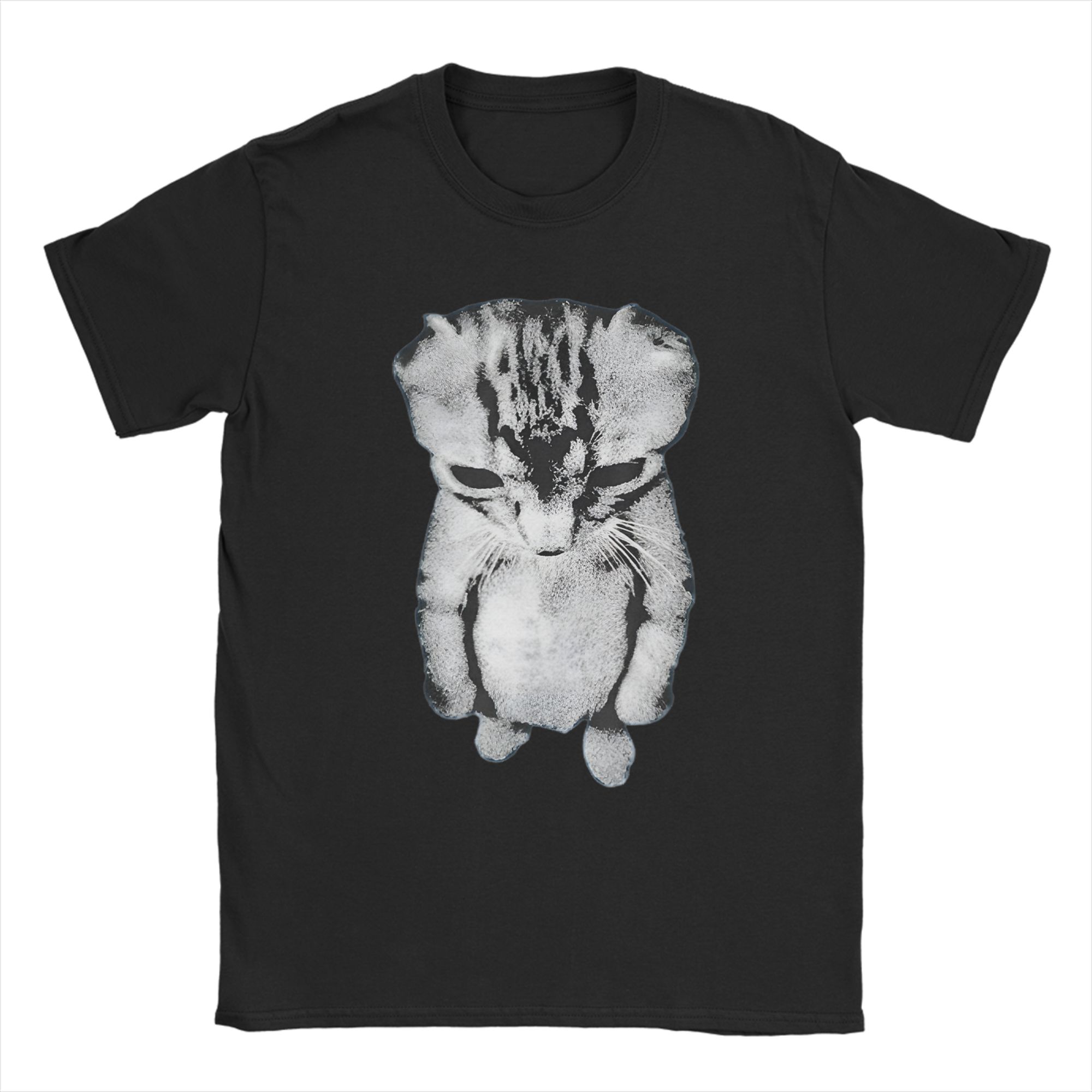 Silly Cat With Lollipop Meme T Shirt Unisex Cotton Vintage TShirts Round Collar Funny Tee Shirt Short Sleeve Tops Gift Idea S