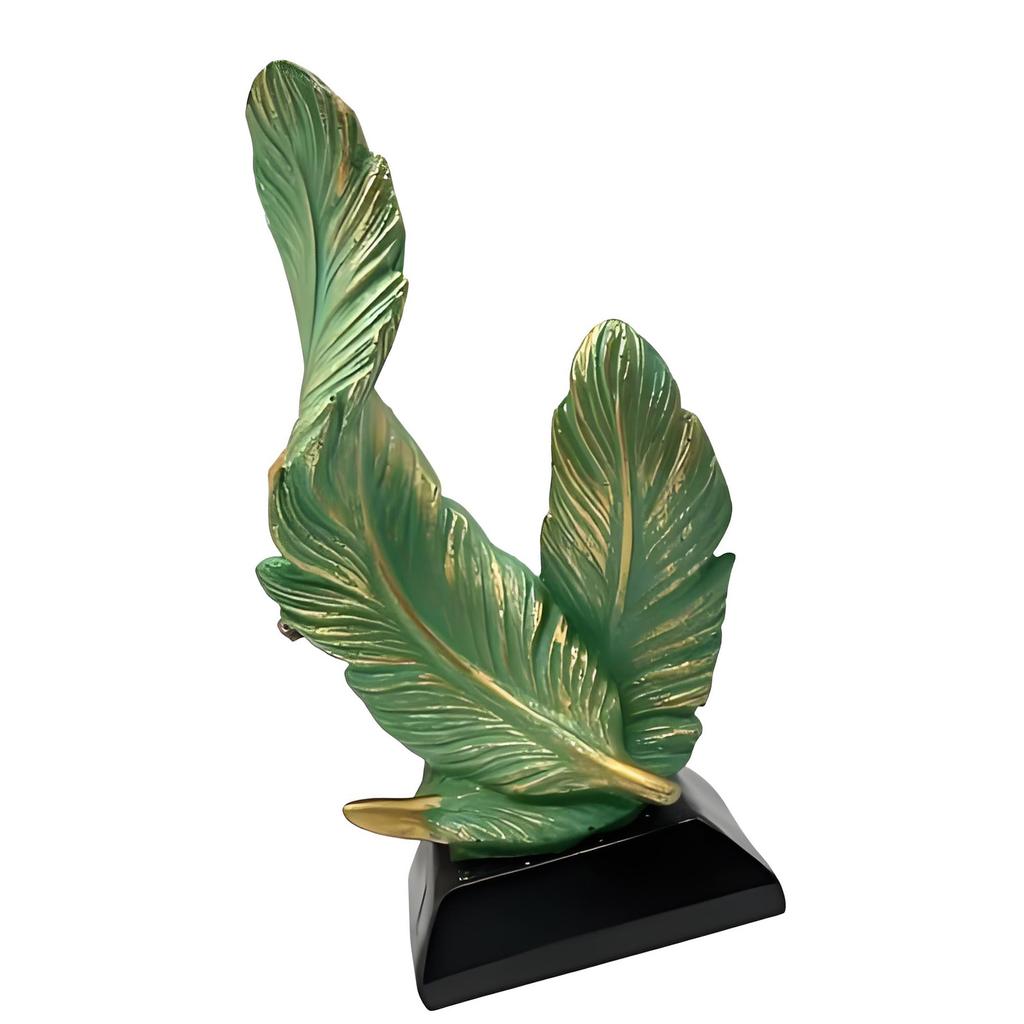 Resin Feathered Statue Elegant Abstract Art Sculpture with Base For Modern Homes Office Tabletop and Bookshelf Decors