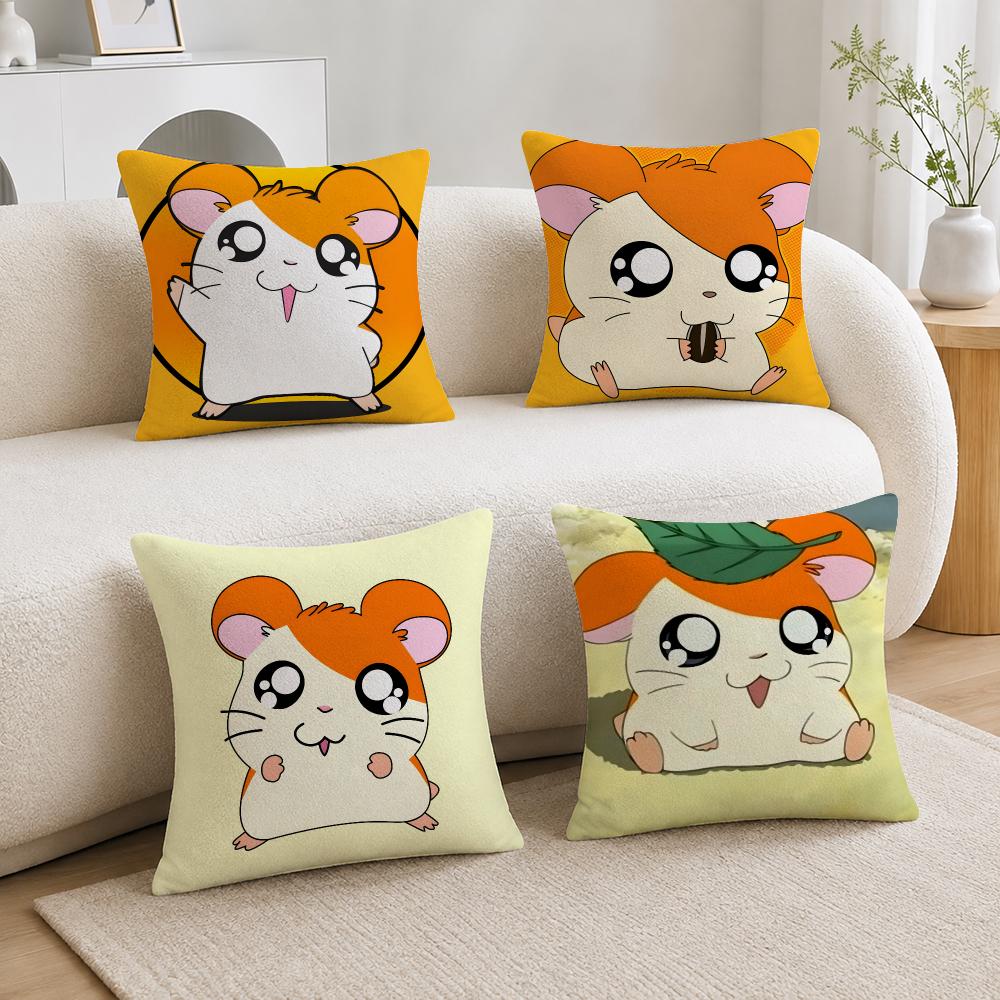 Anime Hamtaro Cushion Cover Soft Plush Cushion Covers Fluffy Throw Pillow Cases For Sofa Bedroom Home Decor