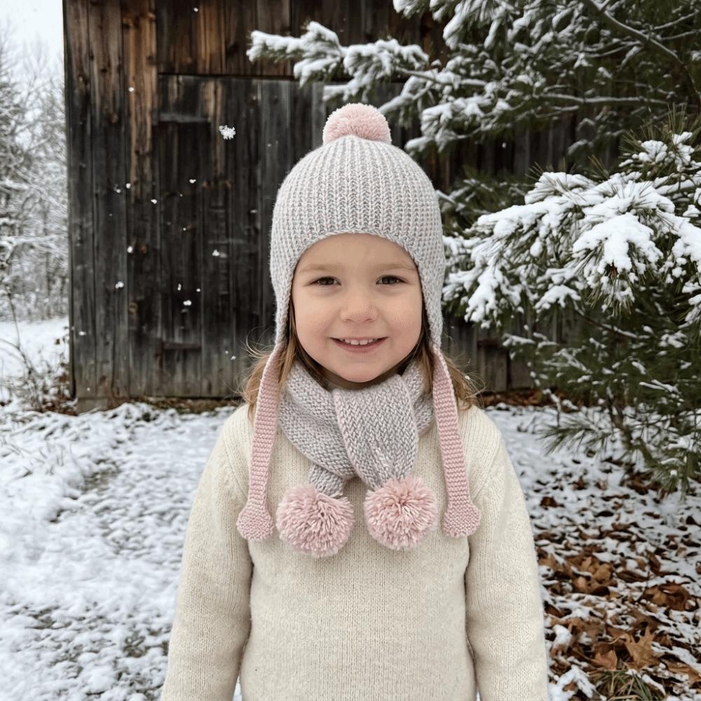 Ear Cap Children Scarf Hat Set Fur Ball Warm Knitted Cap All-match Wool Beanie Hat Outdoor