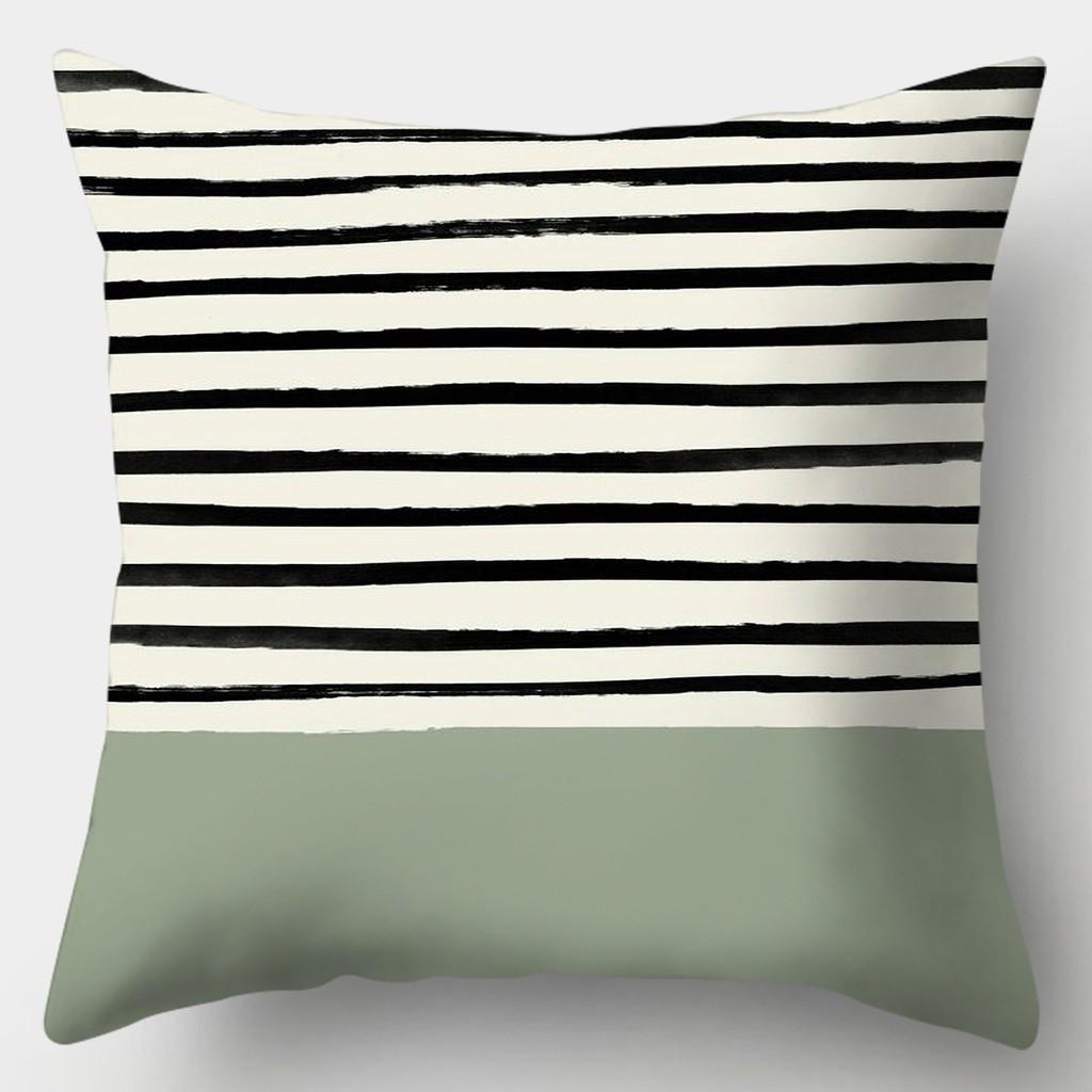 Avocado Green Pillowcase Square Sofa Pillowcase Plaid Plant Print Cushion Cover