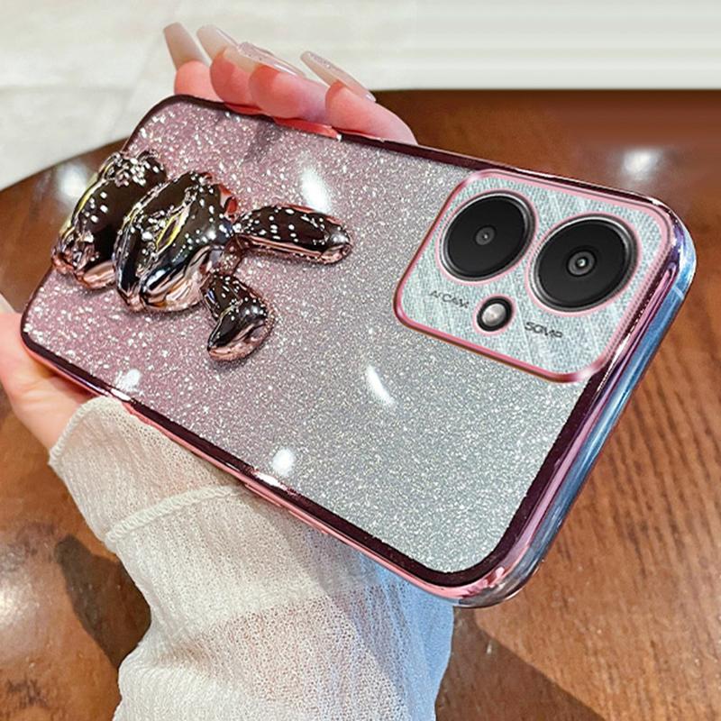 

For Xiaomi Redmi 13C 5G/13R 5G/Poco M6 5G Case PC+TPU Phone Cover Cartoon Rabbit Kickstand Pink