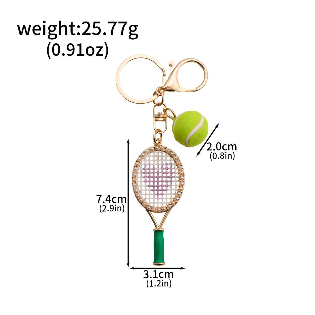 Crystal Tennis Racket Mini Felt Tennis Ball Bag Charm Sports Backpack Purse Pendant Gift for Women Bag Charm