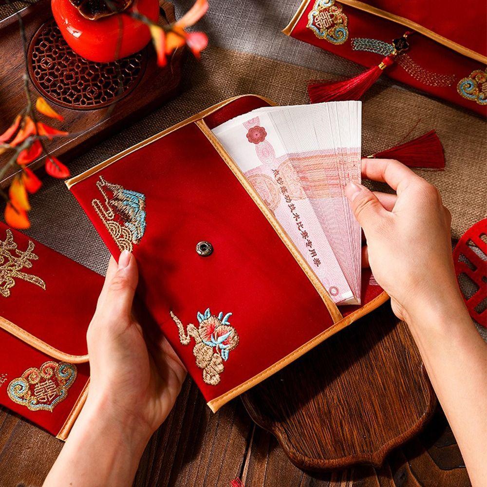 Hongbao New Year Money Envelope Embroidered Red Pocket Storage Bag Money Bag  Graduation