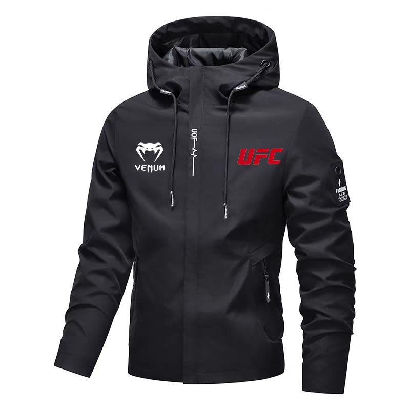 Men s sports and leisure fashionable hooded jacket S чёрный