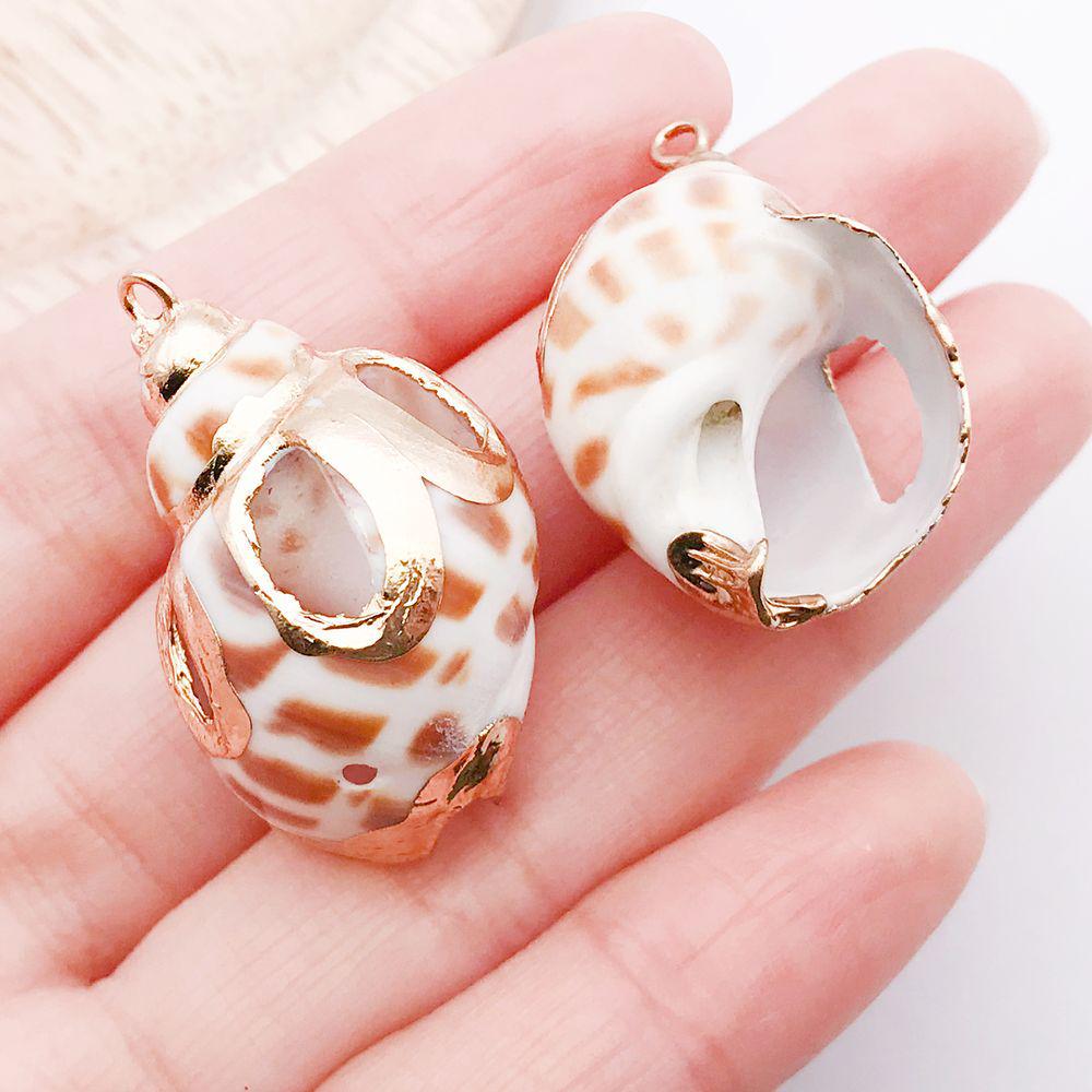 White & Yellow Electroplated Ocean Shell Conch Pendant Charm for DIY Jewelry