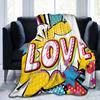 American POP Art Flannel Fleece Blanket BANG WOW POP OMG Warm Lightweight Cozy Anti-Pilling Fuzzy Blankets for Couch Bed Sofa